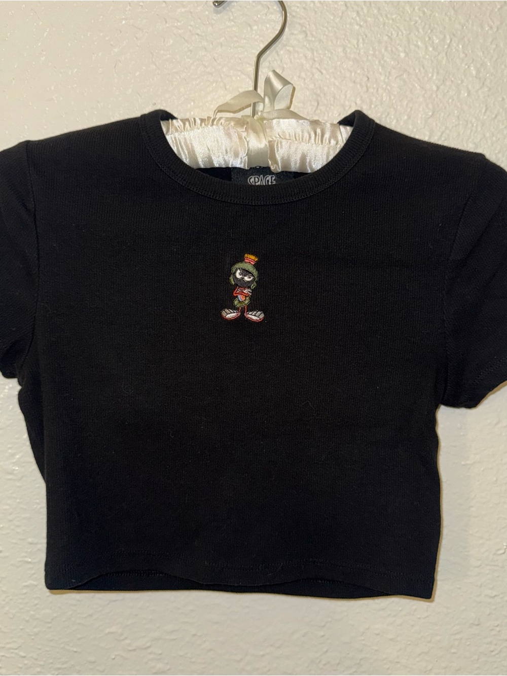Space Jam A New Legacy Marvin the Martian Embroidered Crop Top S